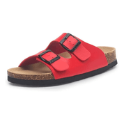 Vienna Sandals in vibrant red leather with durable construction, adjustable straps, and a bold, stylish design