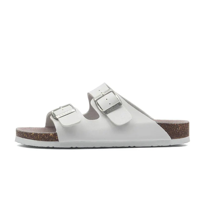 Vienna Sandals in white leather with wide-fit straps, ergonomic sole, and a clean, versatile style for any look