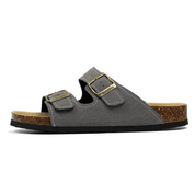 Vienna Sandals in gray suede with an ergonomic sole, wide-fit straps, and a versatile color for everyday outfits