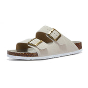 Vienna Sandals in cream suede with a soft texture, ergonomic sole, and adjustable straps for everyday elegance