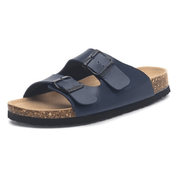 Vienna Sandals in blue leather featuring adjustable straps, a comfortable sole, and a sleek, elegant design