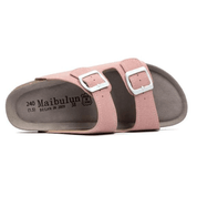 Vienna Sandals in pink suede with a soft texture, wide-fit straps, and an ergonomic sole for modern casual looks