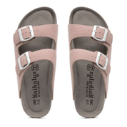 Vienna Sandals in pink suede with a soft texture, wide-fit straps, and an ergonomic sole for modern casual looks