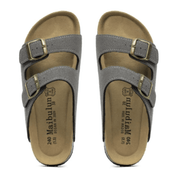 Vienna Sandals in gray suede with an ergonomic sole, wide-fit straps, and a versatile color for everyday outfits