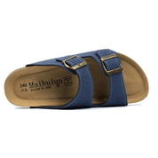 Vienna Sandals in blue suede with a wide-fit design, comfortable sole, and stylish straps for a modern look