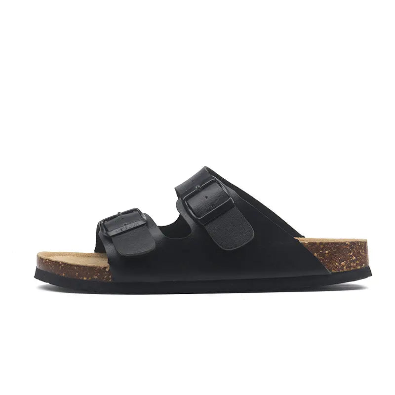 Vienna Sandals in black leather with sleek adjustable straps, durable sole, and classic style for versatile outfits