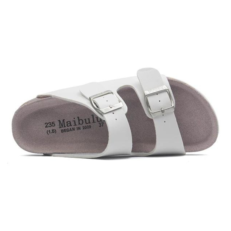 Vienna Sandals in white leather with wide-fit straps, ergonomic sole, and a clean, versatile style for any look