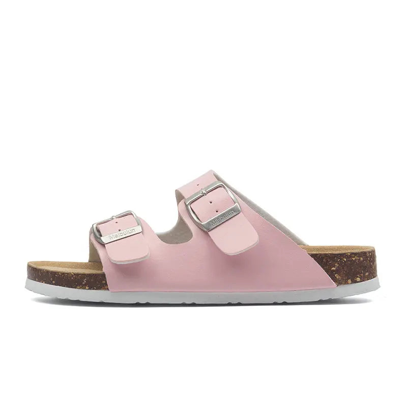 Vienna Sandals in pink leather with a modern design, adjustable straps, and anatomical sole for casual elegance