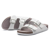 Vienna Sandals in white leather with wide-fit straps, ergonomic sole, and a clean, versatile style for any look