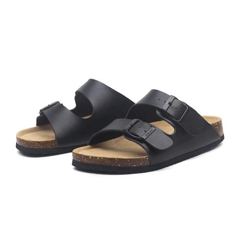 Vienna Sandals in black leather with sleek adjustable straps, durable sole, and classic style for versatile outfits